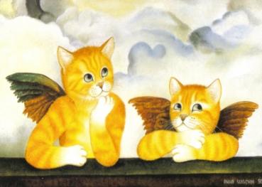Postkarte Katzen als Engel