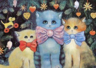 Postkarte Christmas-Cats